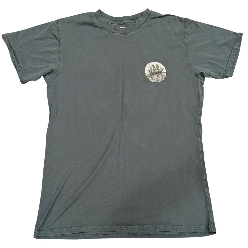 The Duck Company Pirate Ship Graphic T-Shirt Mens Sz M Outer Banks NC Faded Gray